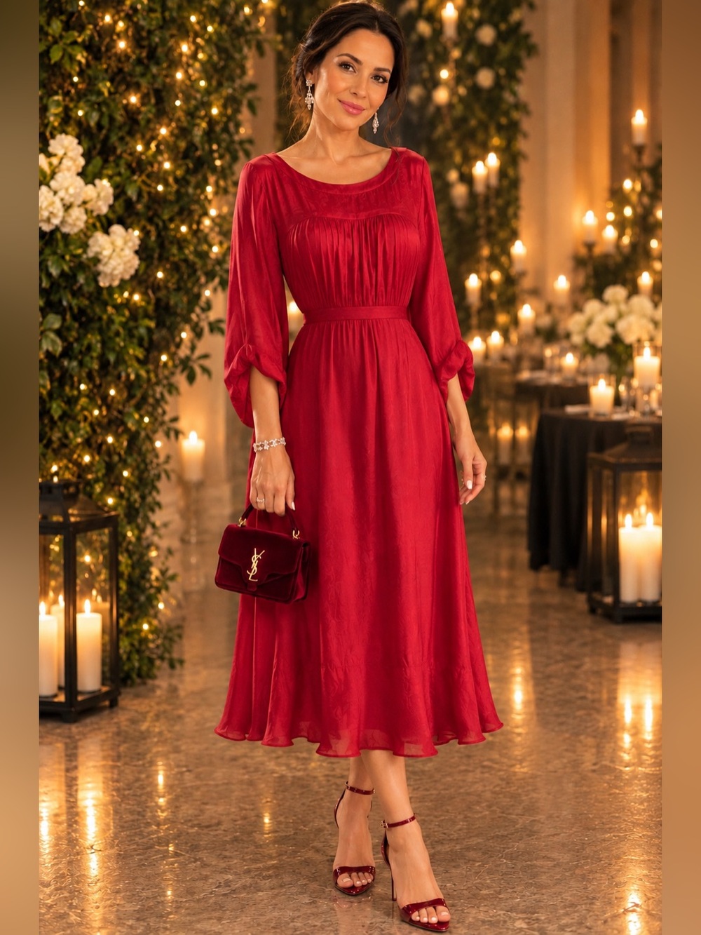 Isabel Marant Red Silk Ethereal Silk Midi Dress